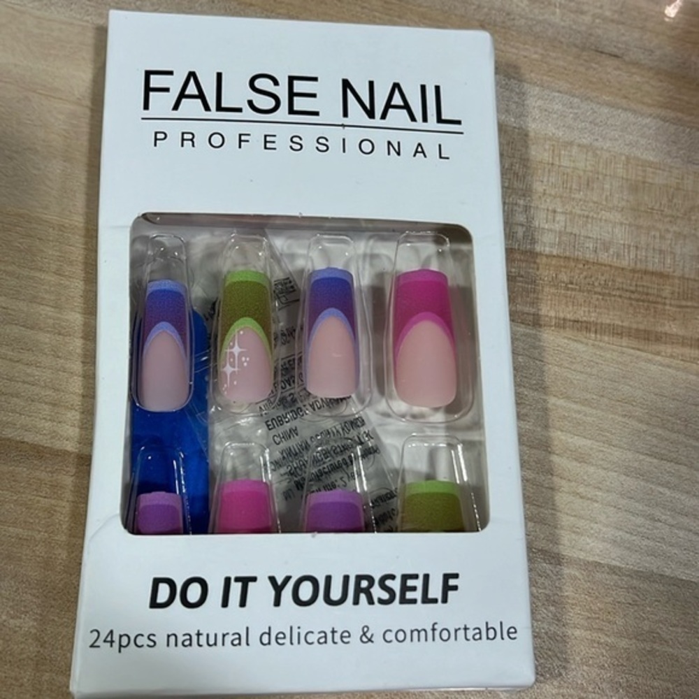Press on nails false nail do it yourself‎ nail square long multicolor long